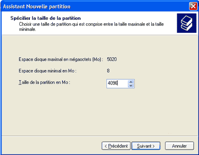 Cration d'une partition