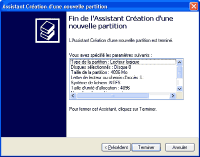 Cration d'une partition